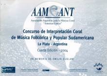 Cuarto Concursdo de Interpretación Coral de Música Folklórica y Popular Sudamericana