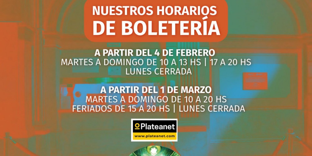 Funcionamiento de la  boletería durante febrero
